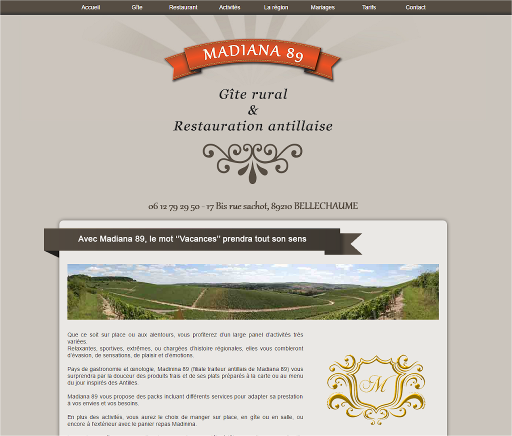 Site web Madiana 89 – gîte